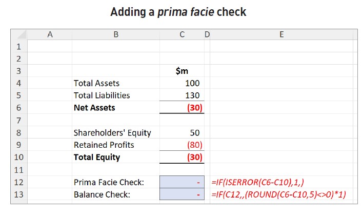 Screenshot of adding a prima facie check
