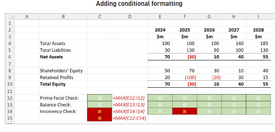 Screenshot of adding conditional formatting