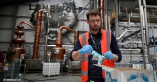 BrewDog’s senior distiller, Jamie Muir, packages hand sanitiser for distribution. After making the switch to producing hand sanitiser, the company distributed the first batch within a few days, to healthcare services, charities, and other frontline workers.