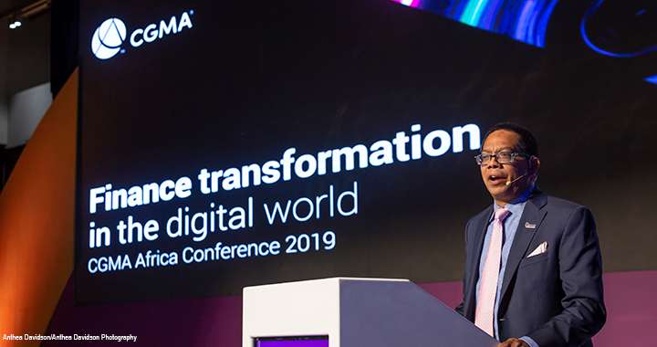 CIMA President Amal Ratnayake, FCMA, CGMA, speaks at the CGMA Africa Conference, attended by around 400 delegates.