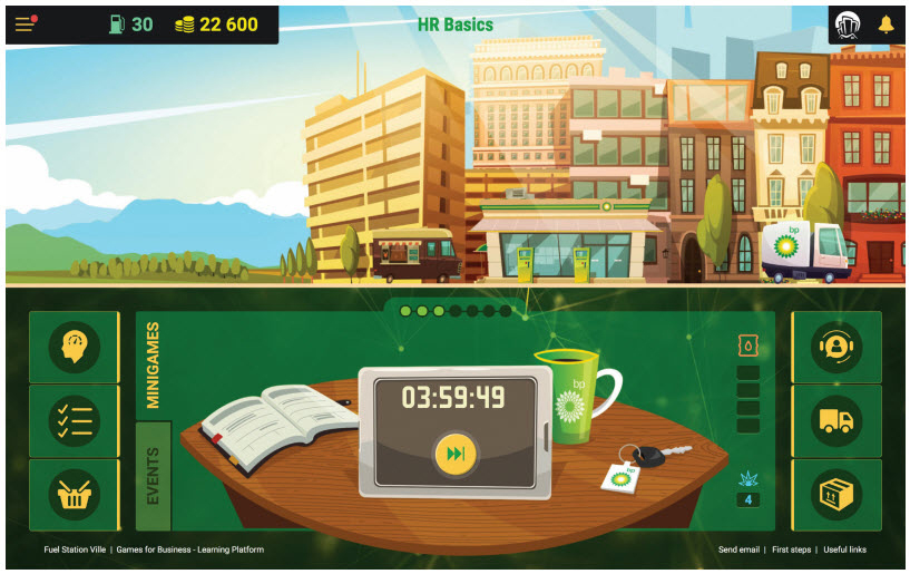 BP created the game Fuel Station Ville to help induct new members of its global business services group who may not have previously worked in the oil industry. Players can earn virtual rewards, as well as real rewards such as a team breakfast.