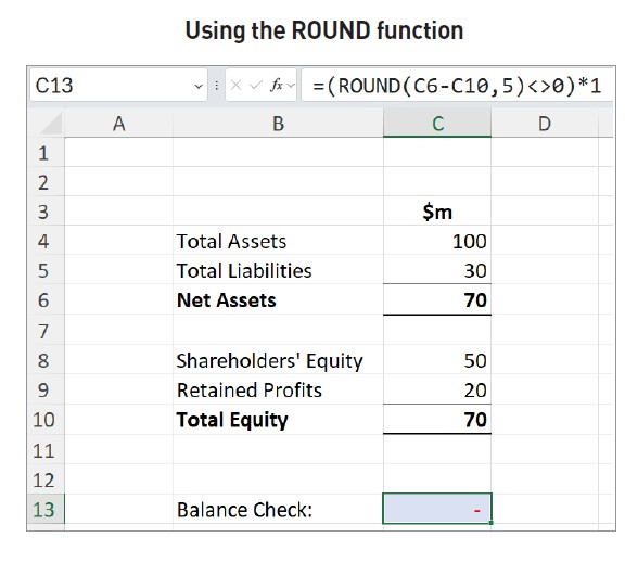 Screenshot of using the ROUND function